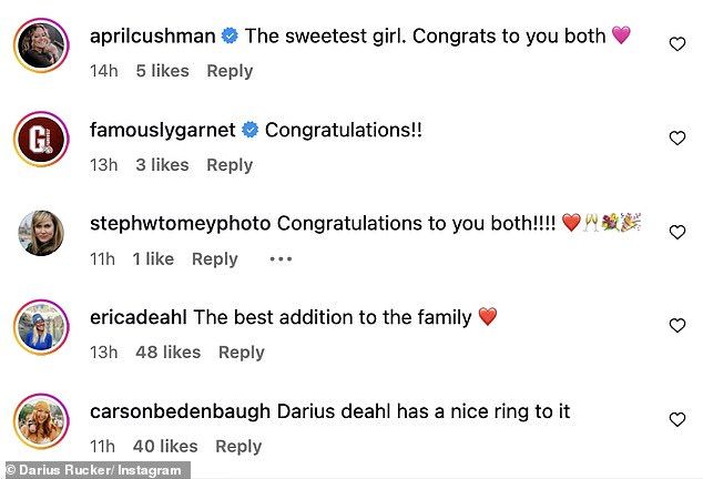 Rucker received a slew of kind words from friends and fans in the comment section