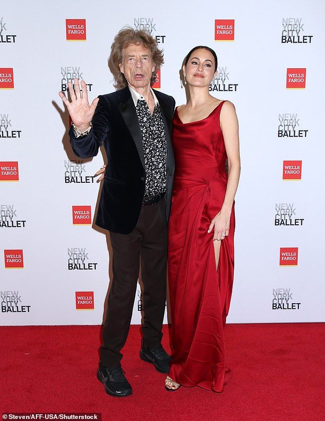 Mick Jagger looked over the moon when he and his fiance Melanie Hamrick hit the red carpet for the New York City Ballet's 2025 Fall Fashion Gala on Wednesday evening