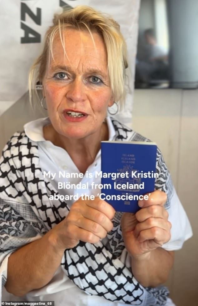 Icelandic singer Stina was aboard a ship in international waters as part of Thousand Madleens to Gaza - a global maritime flotilla campaign