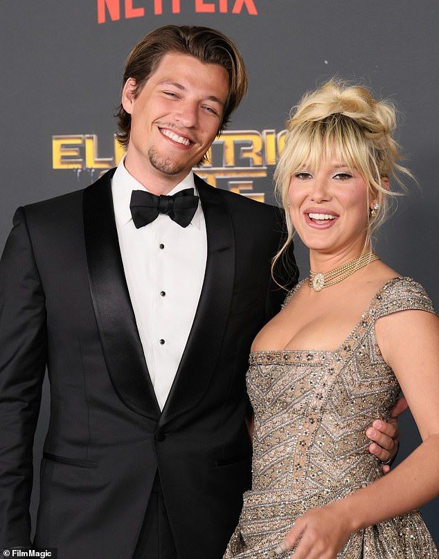 The Stranger Things star, who wed Jake Bongiovi, 23, last year , made the surprise announcement that she had adopted in a social media post from August 21 - pictured February 2025