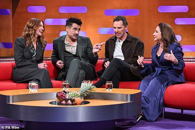 Also on Graham Norton's show was Irish star Colin Farrell and music great Gloria Estefan, with music provided by British pop icon Robbie Williams