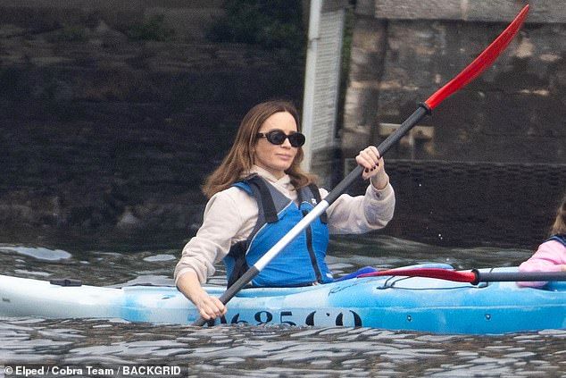 Emily Blunt enjoyed a relaxing on Lake Como with her husband John Krasinski and their daughters on Sunday