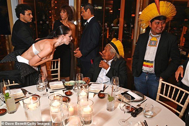 The Brazilian indigenous leader - who met with King Charles earlier in the day at St James' Palace - is making his final visit to the UK at the age of 'approximately' 93