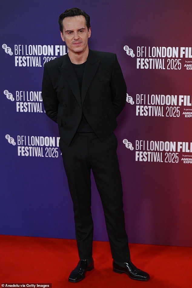 Meanwhile, Andrew, 48, opted for a timeless look, wearing a sleek black suit layered over a plain black top