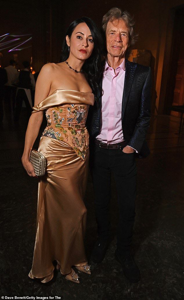 Mick Jagger, 82, and fiance Melanie Hamrick, 38, were joined by two of the rocker's famous exes at the star-studded British Museum Ball in London on Saturday evening