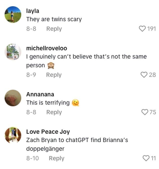 One fan on TikTok wrote that they couldn't believe the two ladies are 'not the same person' while another added they look 'identical'