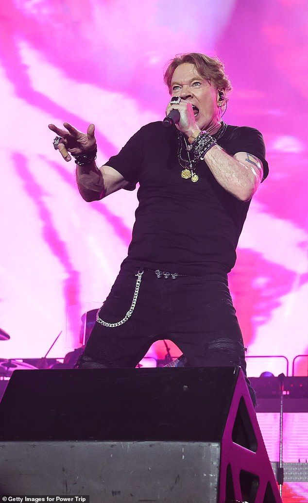 Axl Rose lost his temper on stage during a Saturday concert at Estadio Toms Adolfo Duc stadium in Buenos Aires, Argentina. Pictured in Indio, California in 2023