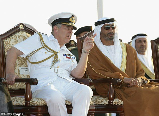 Prince Andrew attends a military air display event on November 25, 2010 in Abu Dhabi withMohammed bin Zayed Al Nahyan, the Crown Prince of Abu Dhabi. Multiple sources have claimed Andrew has been gifted a palace by the ruling house of Nahyan